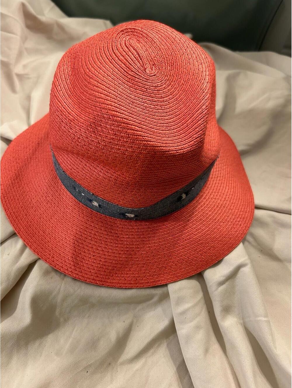 Vintage Italian Straw Pattern Band Tag Made In Italy Color Coral